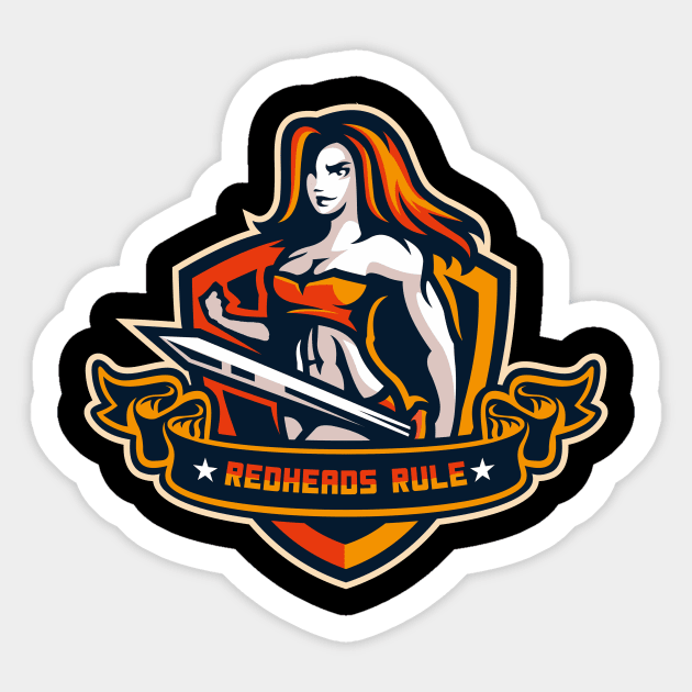 Redheads Rule Warrior Princess Emblem Sticker by LittleBunnySunshine